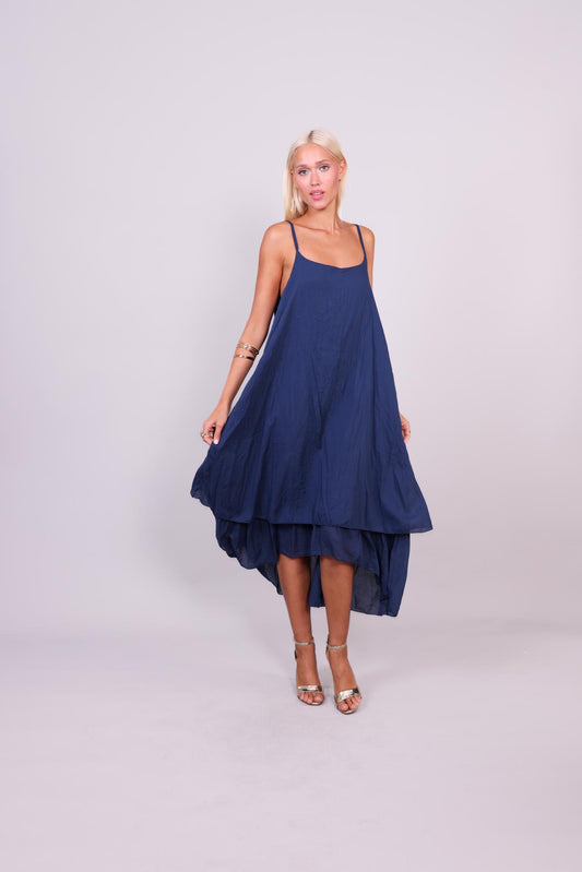 DOUBLE-LAYER LINEN SLIP DRESS