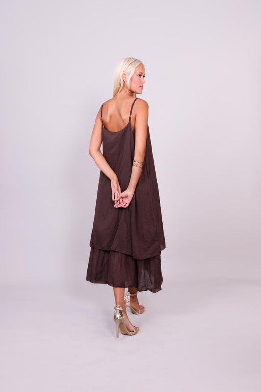 DOUBLE-LAYER LINEN SLIP DRESS