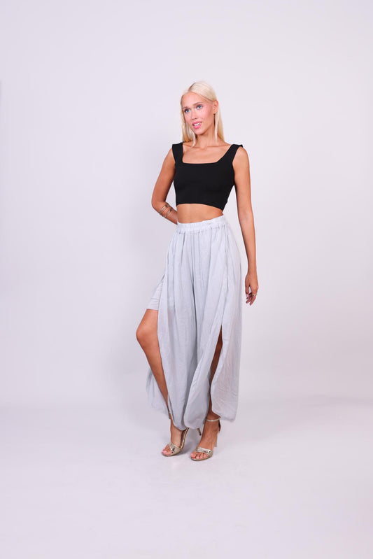 WIDE-LEG SPLIT HEM PANTS