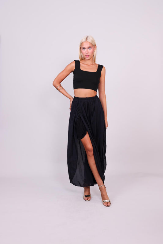 WIDE-LEG SPLIT HEM PANTS