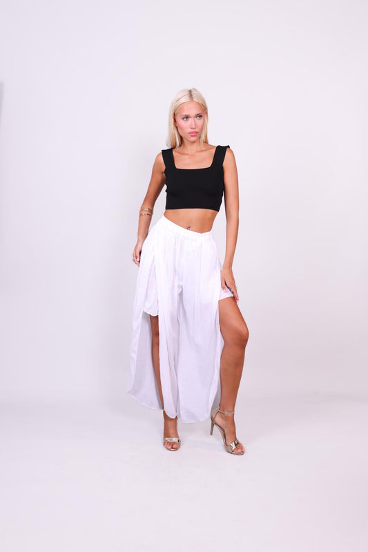 WIDE-LEG SPLIT HEM PANTS