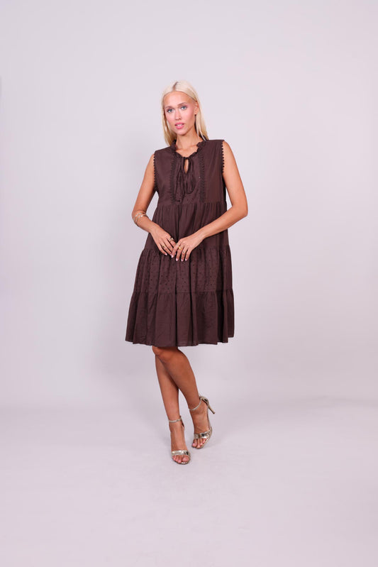 RUFFLE CHARM SLEEVELESS DRESS
