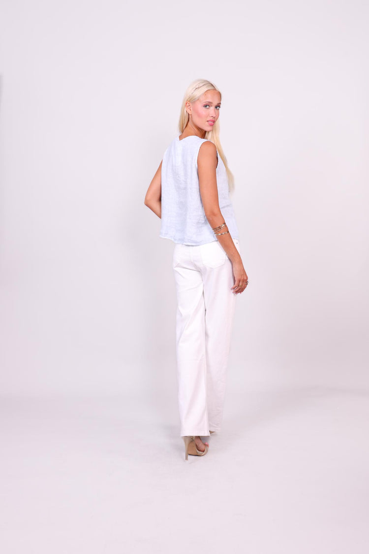 BREEZE KNOT FRONT LINEN BLOUSE