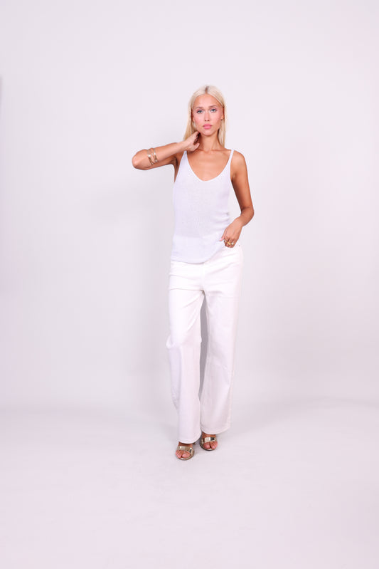 RIBBED KNIT SPAGHETTI STRAP TOP