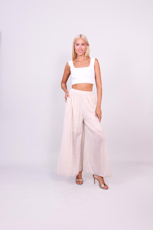 MIST LINEN WIDE-LEG PANTS
