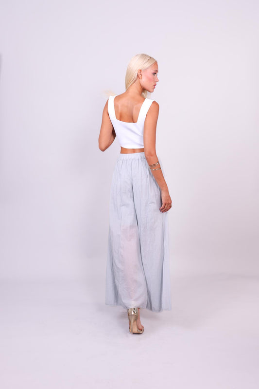 MIST LINEN WIDE-LEG PANTS
