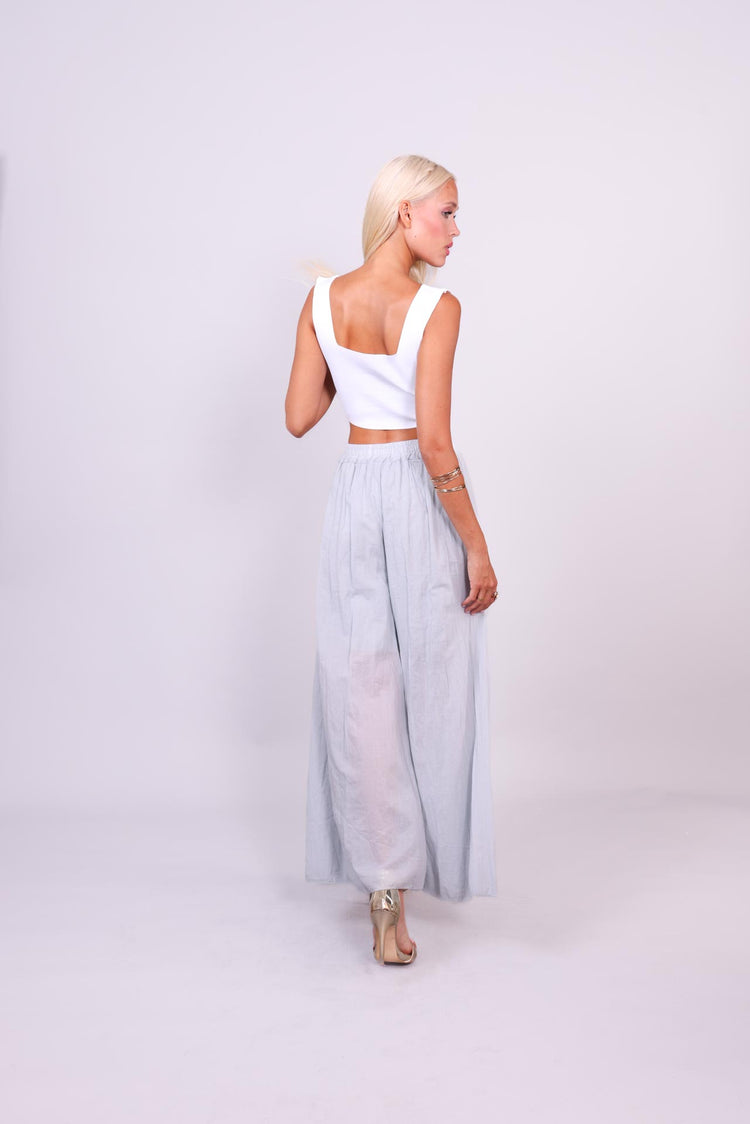 MIST LINEN WIDE-LEG PANTS