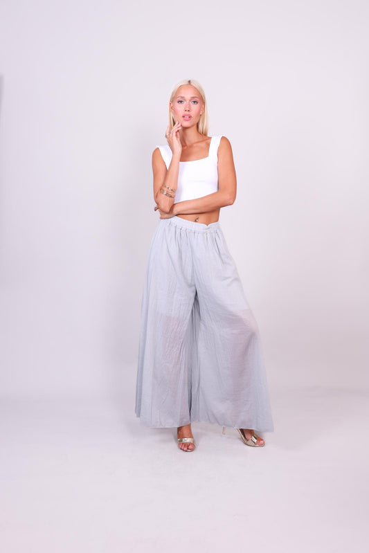 MIST LINEN WIDE-LEG PANTS
