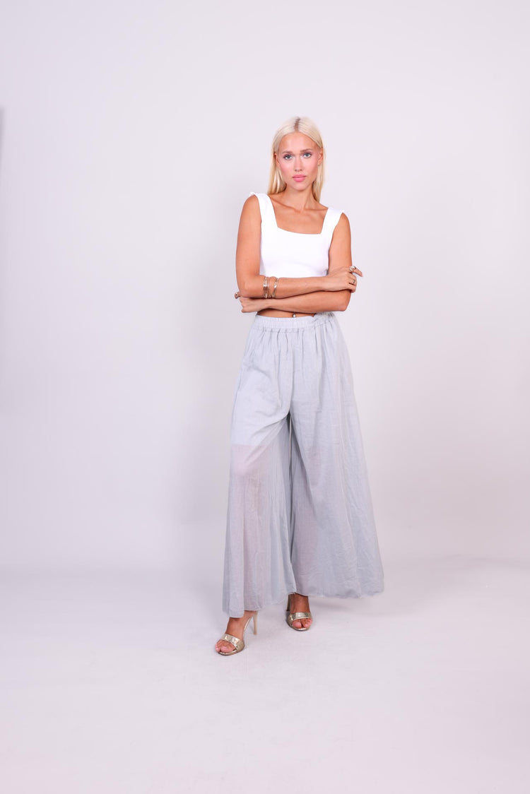 MIST LINEN WIDE-LEG PANTS