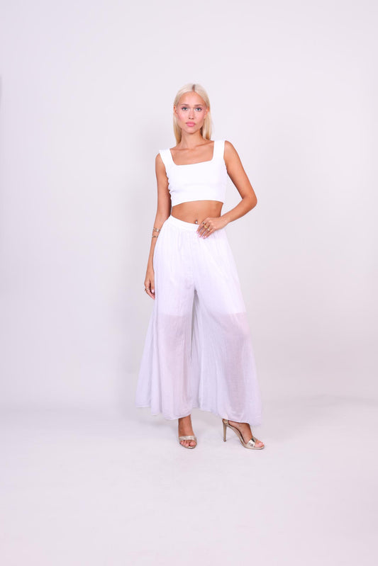 MIST LINEN WIDE-LEG PANTS