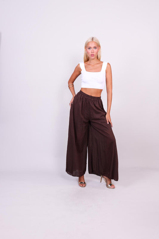 MIST LINEN WIDE-LEG PANTS