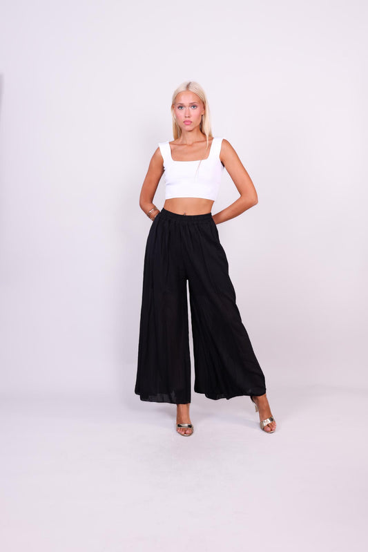 MIST LINEN WIDE-LEG PANTS