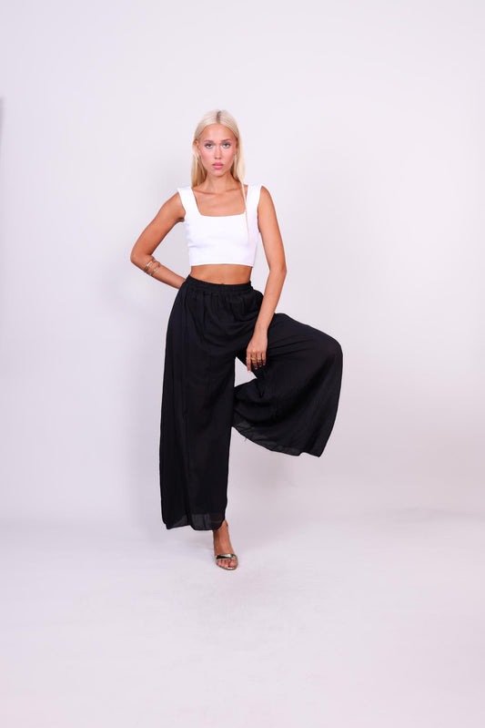 MIST LINEN WIDE-LEG PANTS