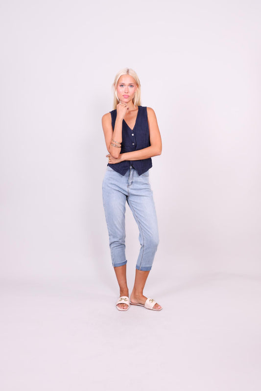 LINEN BUTTON VEST