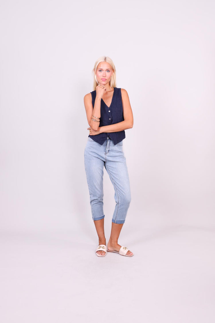LINEN BUTTON VEST