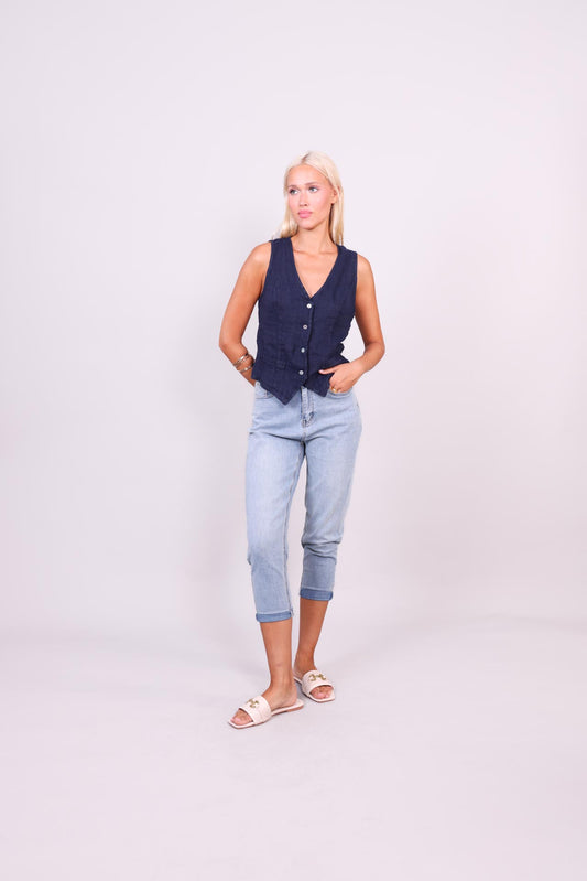 LINEN BUTTON VEST