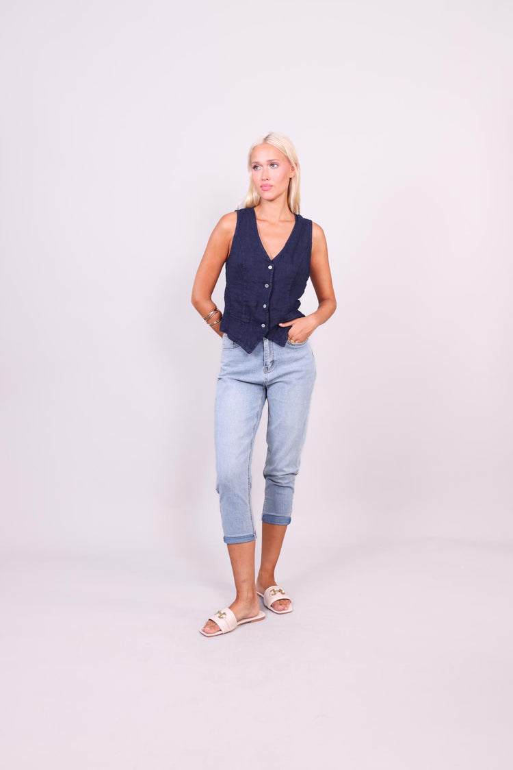 LINEN BUTTON VEST