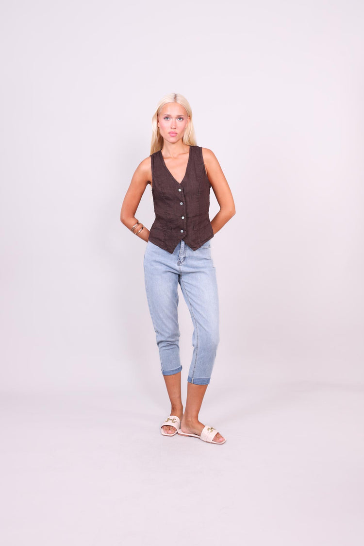 LINEN BUTTON VEST