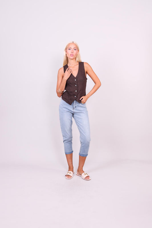LINEN BUTTON VEST