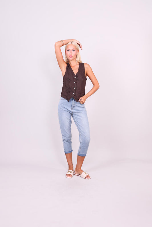 LINEN BUTTON VEST