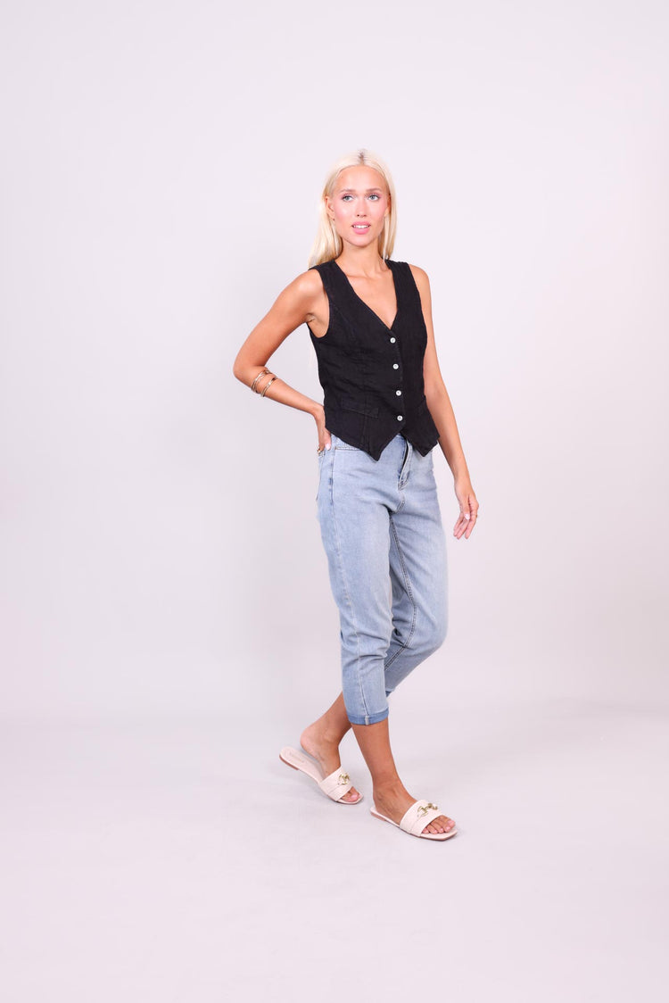 LINEN BUTTON VEST