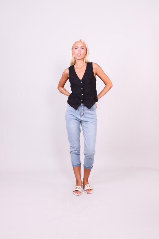 LINEN BUTTON VEST