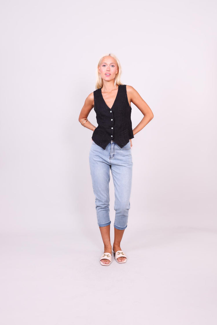 LINEN BUTTON VEST