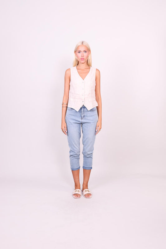 LINEN BUTTON VEST