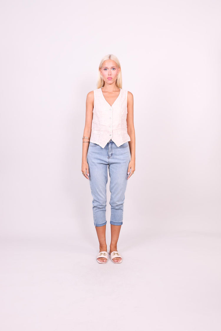 LINEN BUTTON VEST