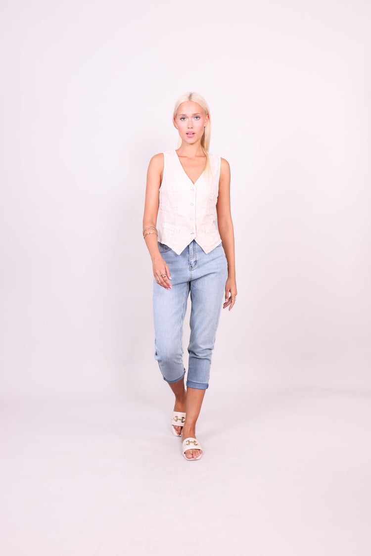 LINEN BUTTON VEST