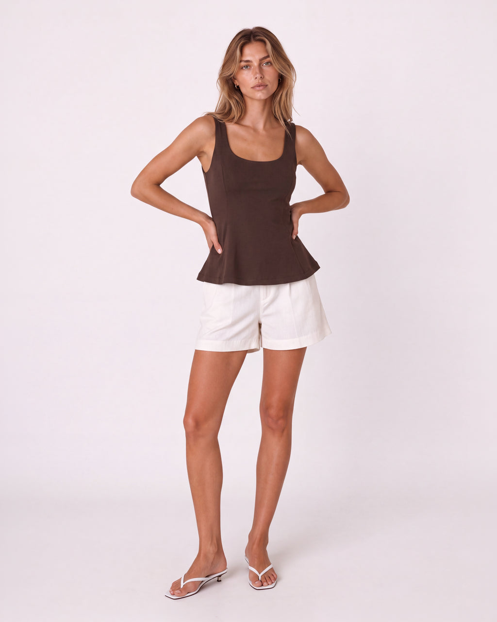 SCOOP-NECK PEPLUM TOP