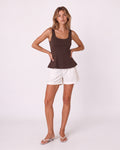 SCOOP-NECK PEPLUM TOP