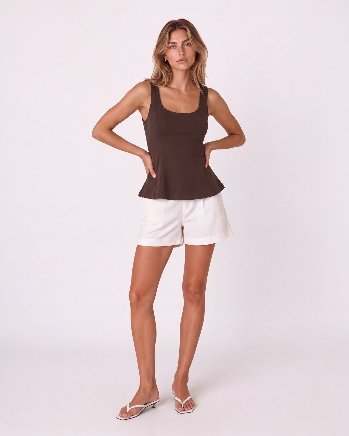 SCOOP-NECK PEPLUM TOP