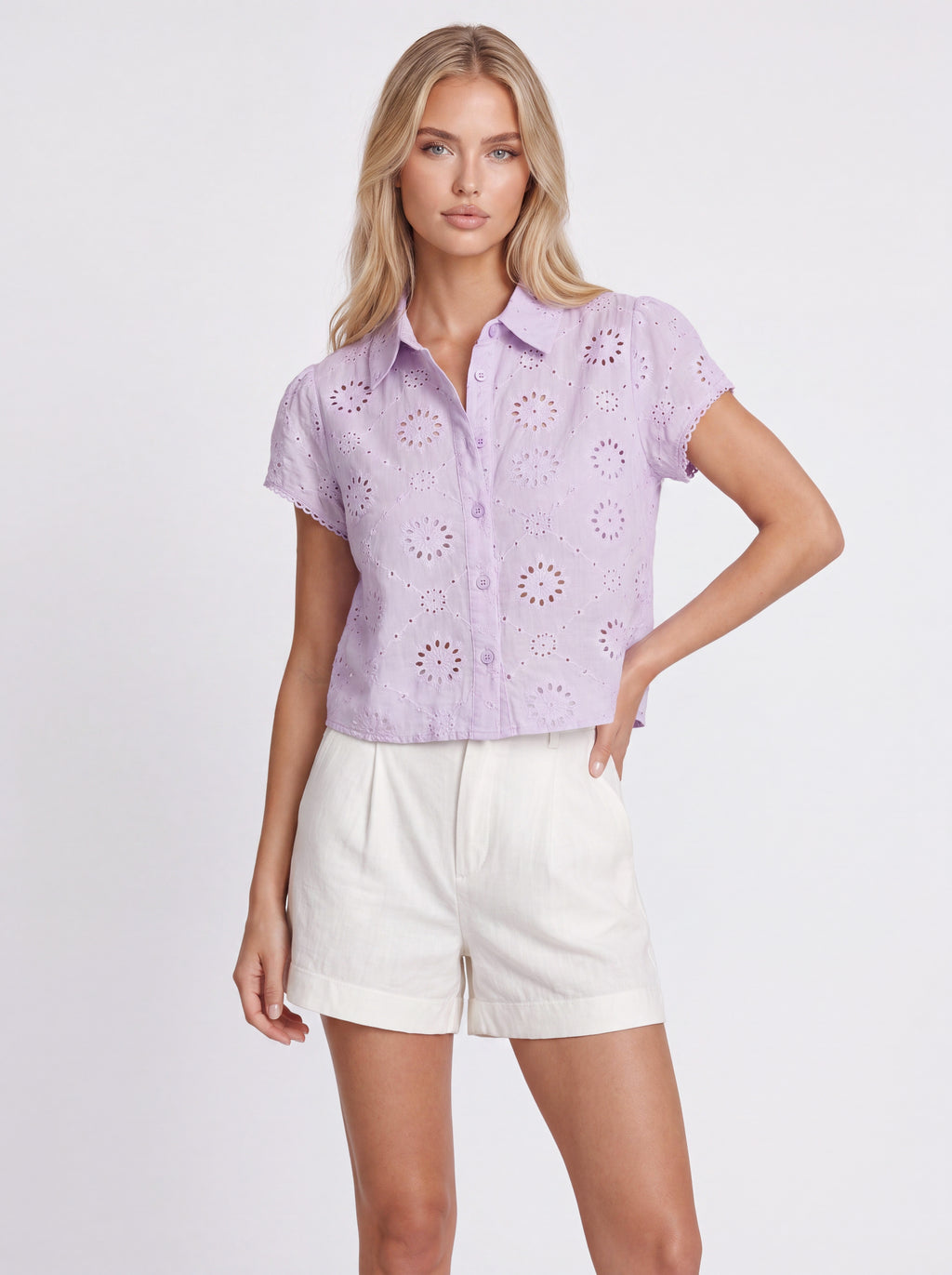 BRODERIE CROPPED SHIRT
