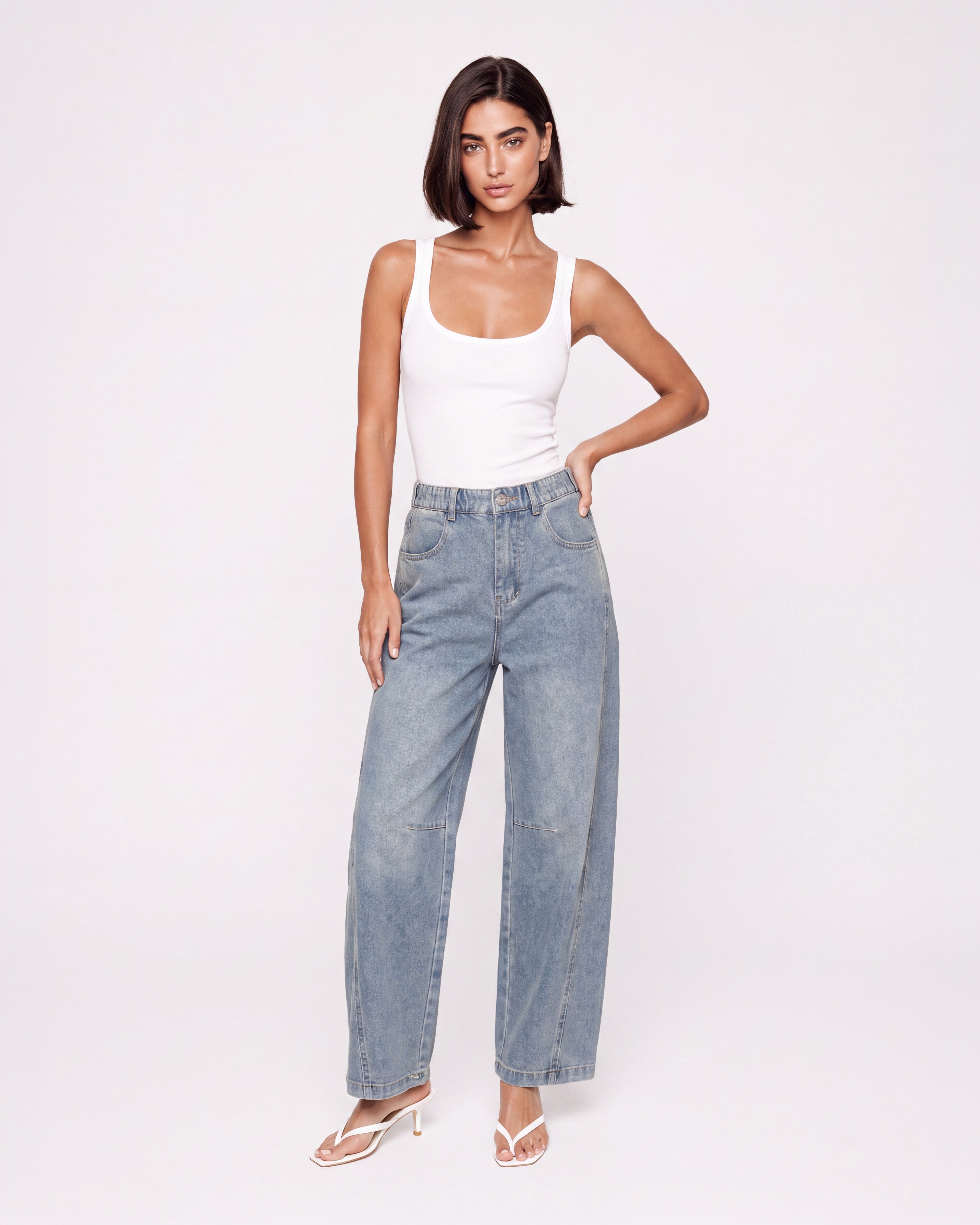WIDE LEG DENIM PANTS