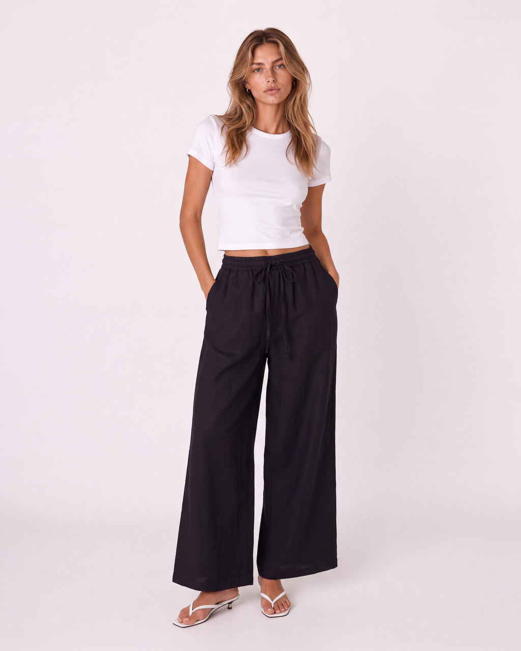 WIDE-LEG LINEN PANTS