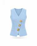 V-NECK GOLD BUTTON KNIT VEST
