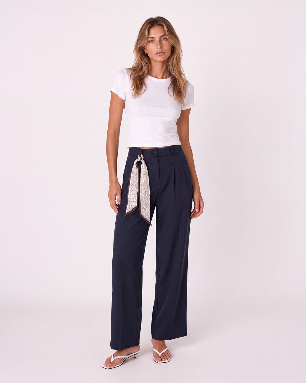 WIDE-LEG TROUSERS WITH SCARF DETAIL