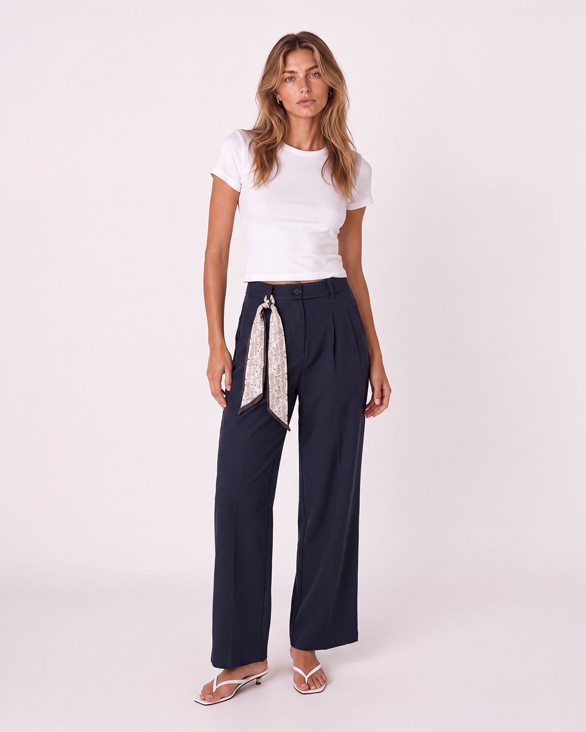 WIDE-LEG TROUSERS WITH SCARF DETAIL