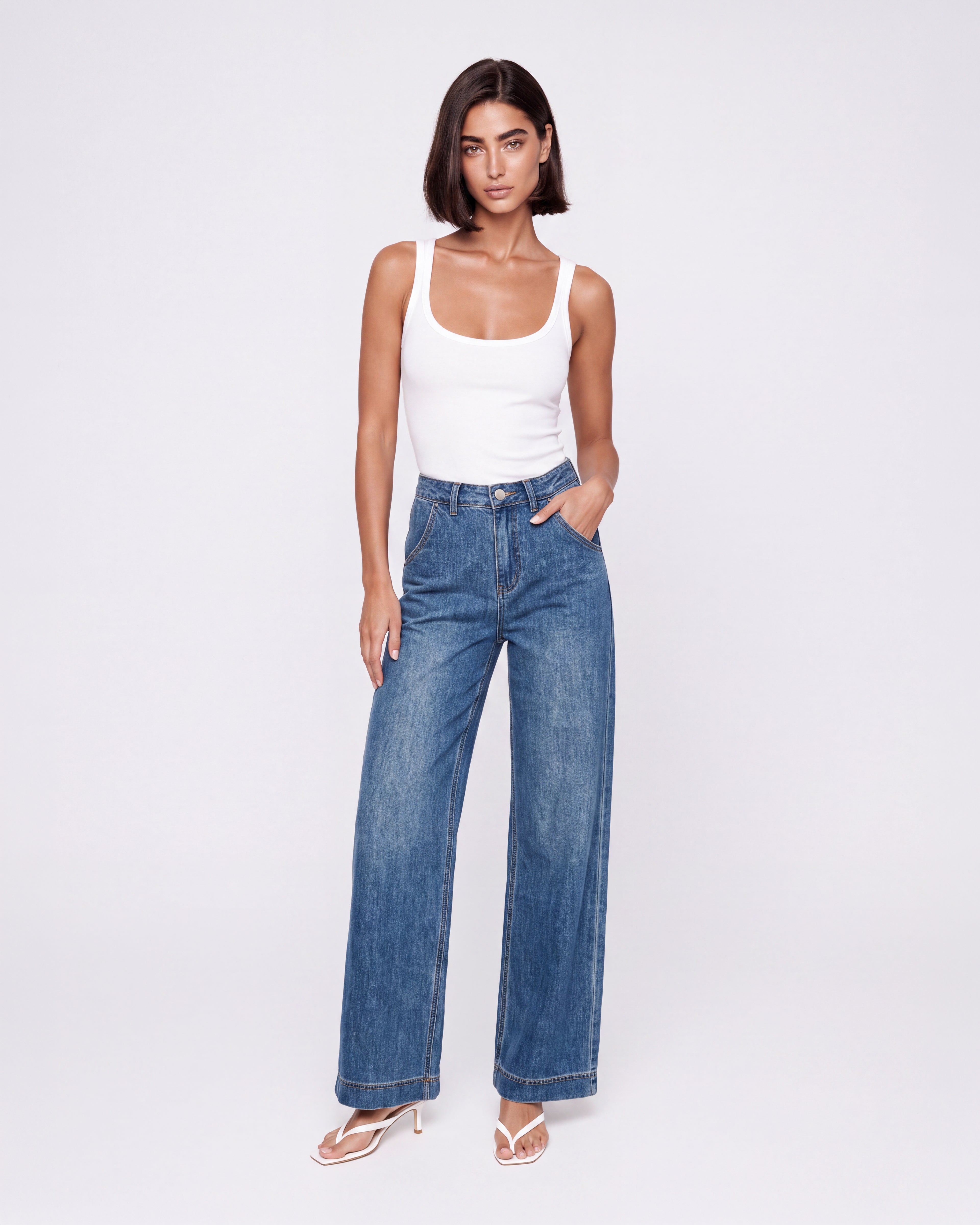 HIGH RISE WIDE LEG JEANS