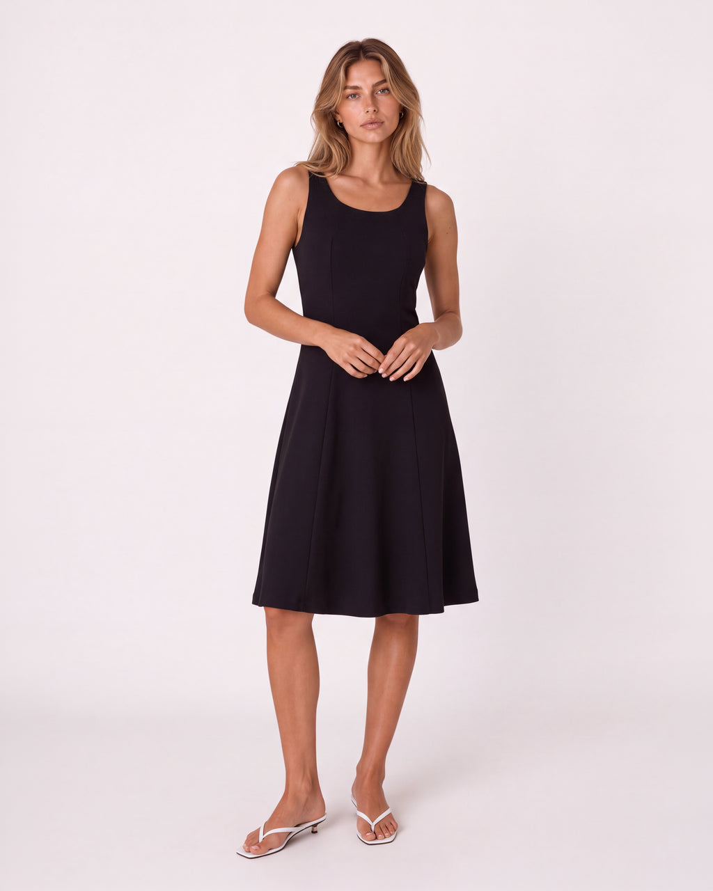 SCOOP-NECK A-LINE MIDI DRESS