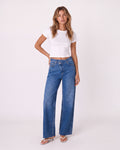 ASYMMETRICAL WAISTBAND WIDE-LEG JEANS
