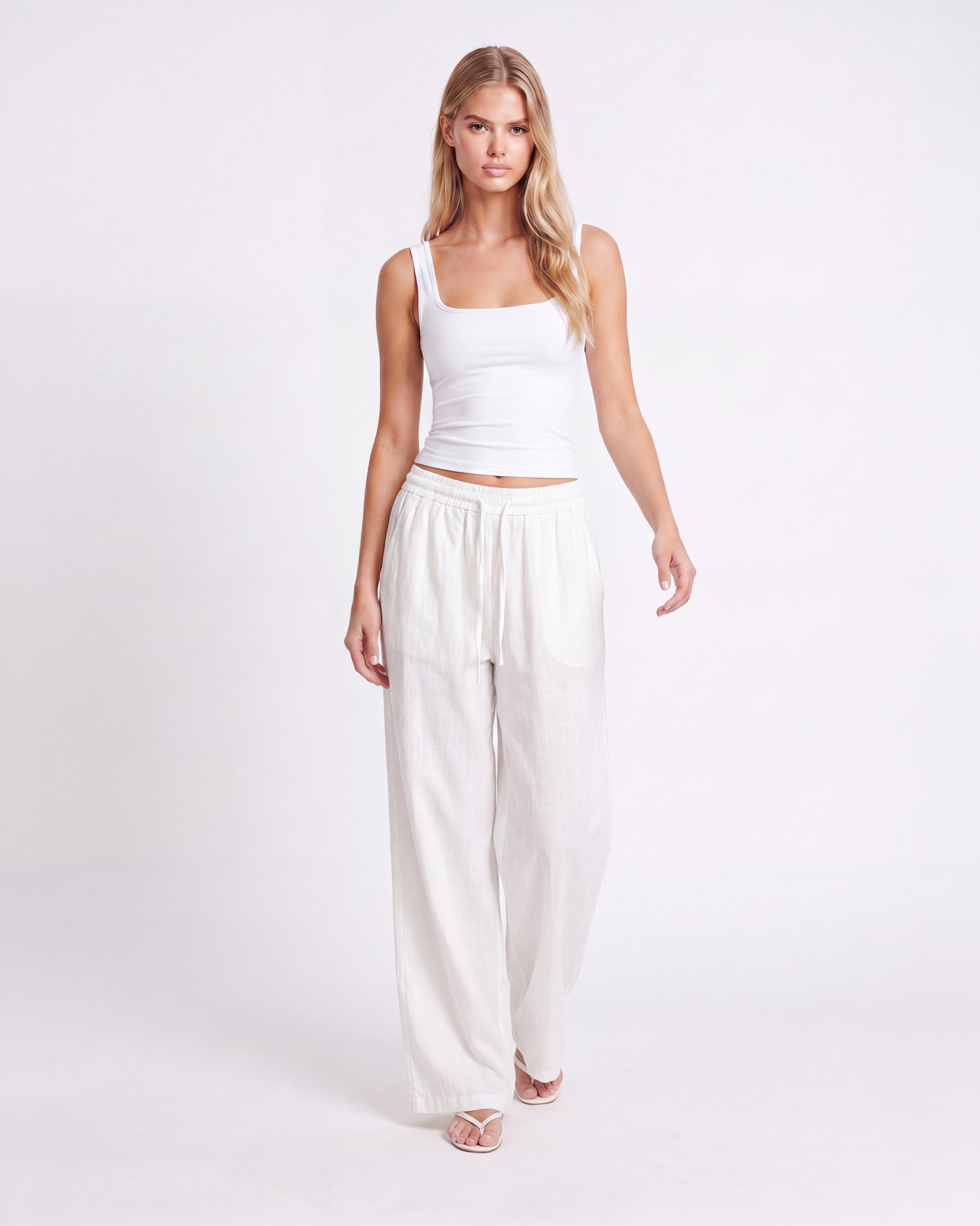 LINEN WIDE LEG PANTS