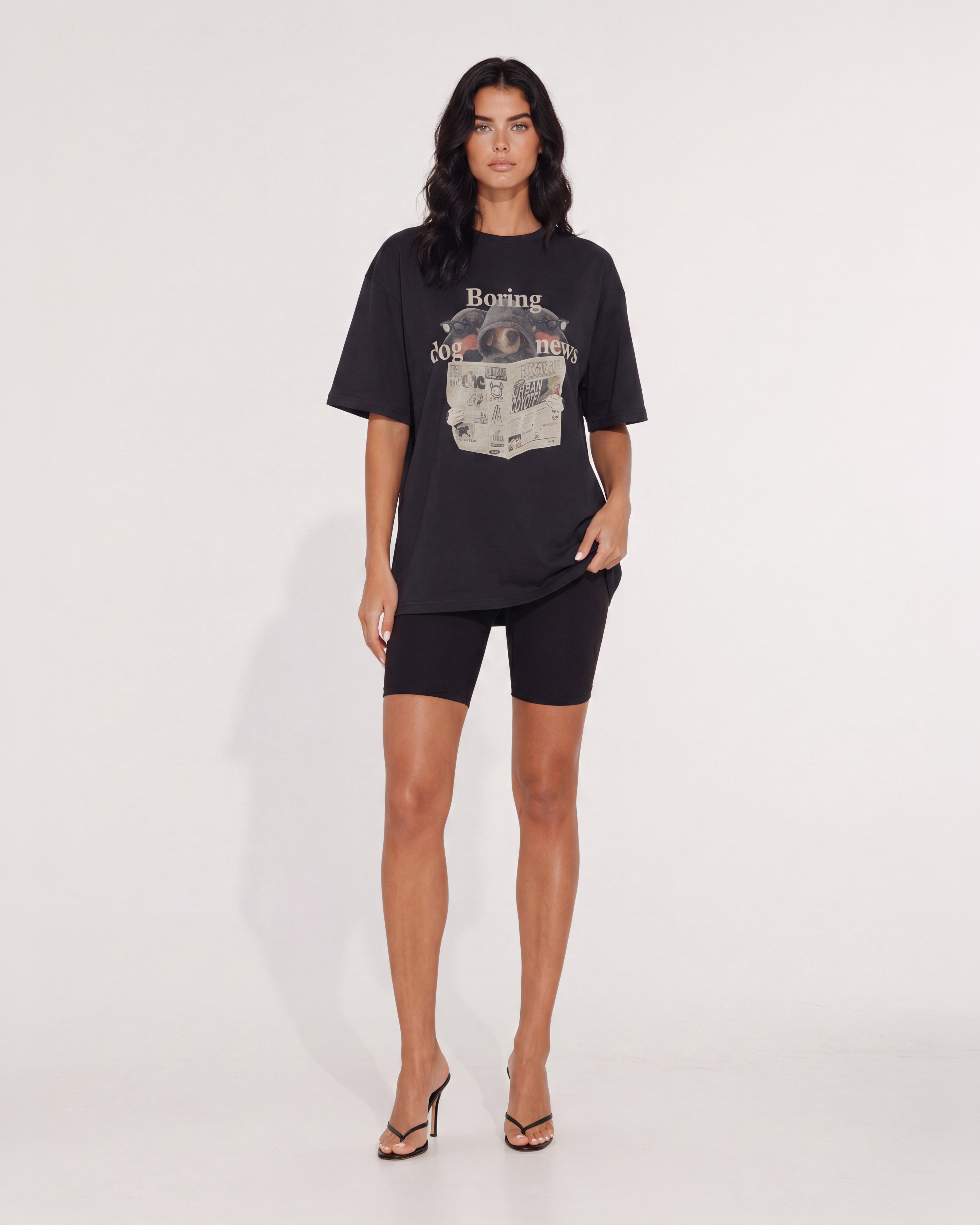 BORING DOG NEWS OVERSIZED T-SHIRT BLACK