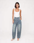 HIGH RISE BARREL LEG JEANS