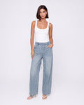 ELASTIC WAIST WIDE LEG LIGHT JEANS