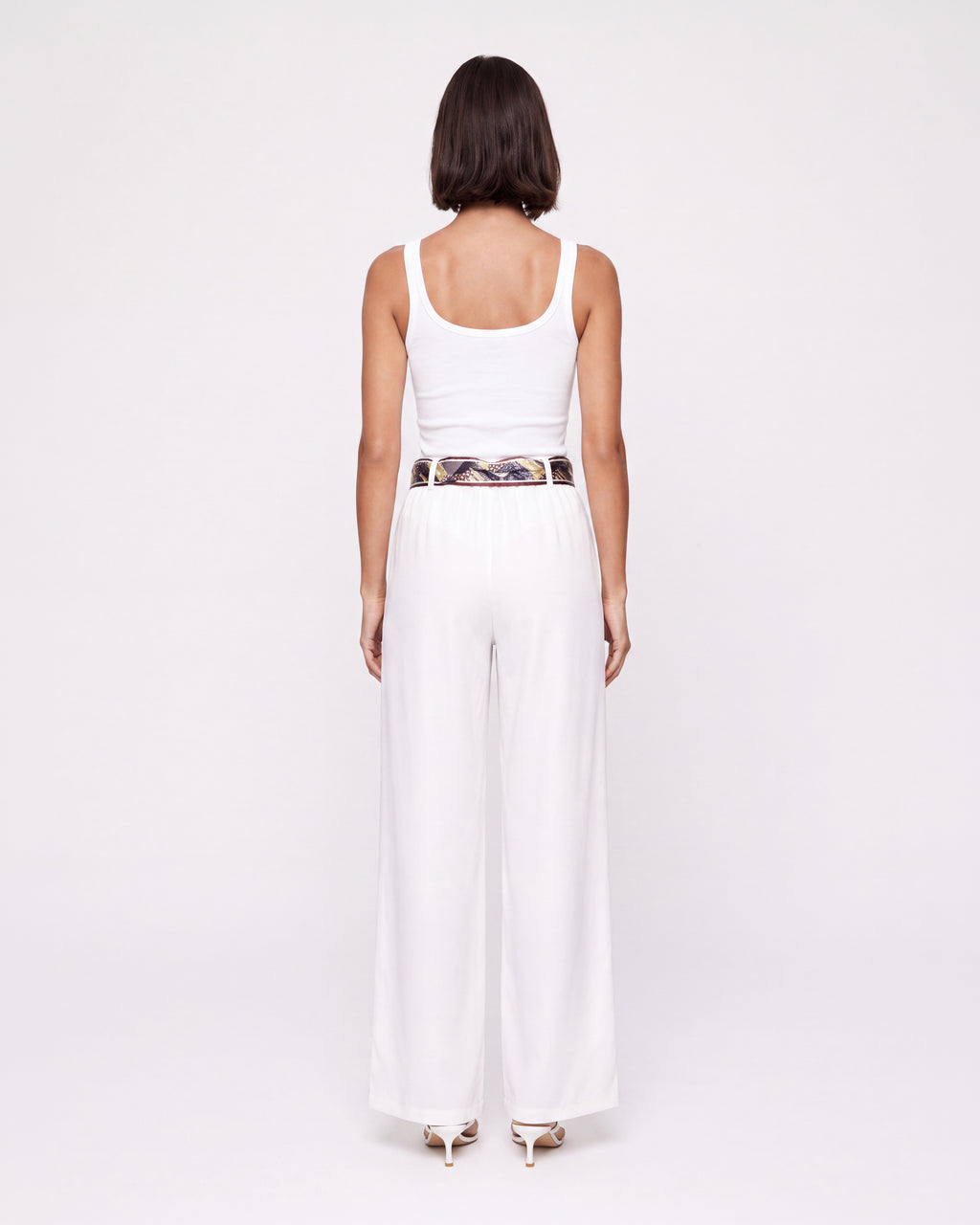 STRAIGHT LEG PANTS WITH SCARF BELT