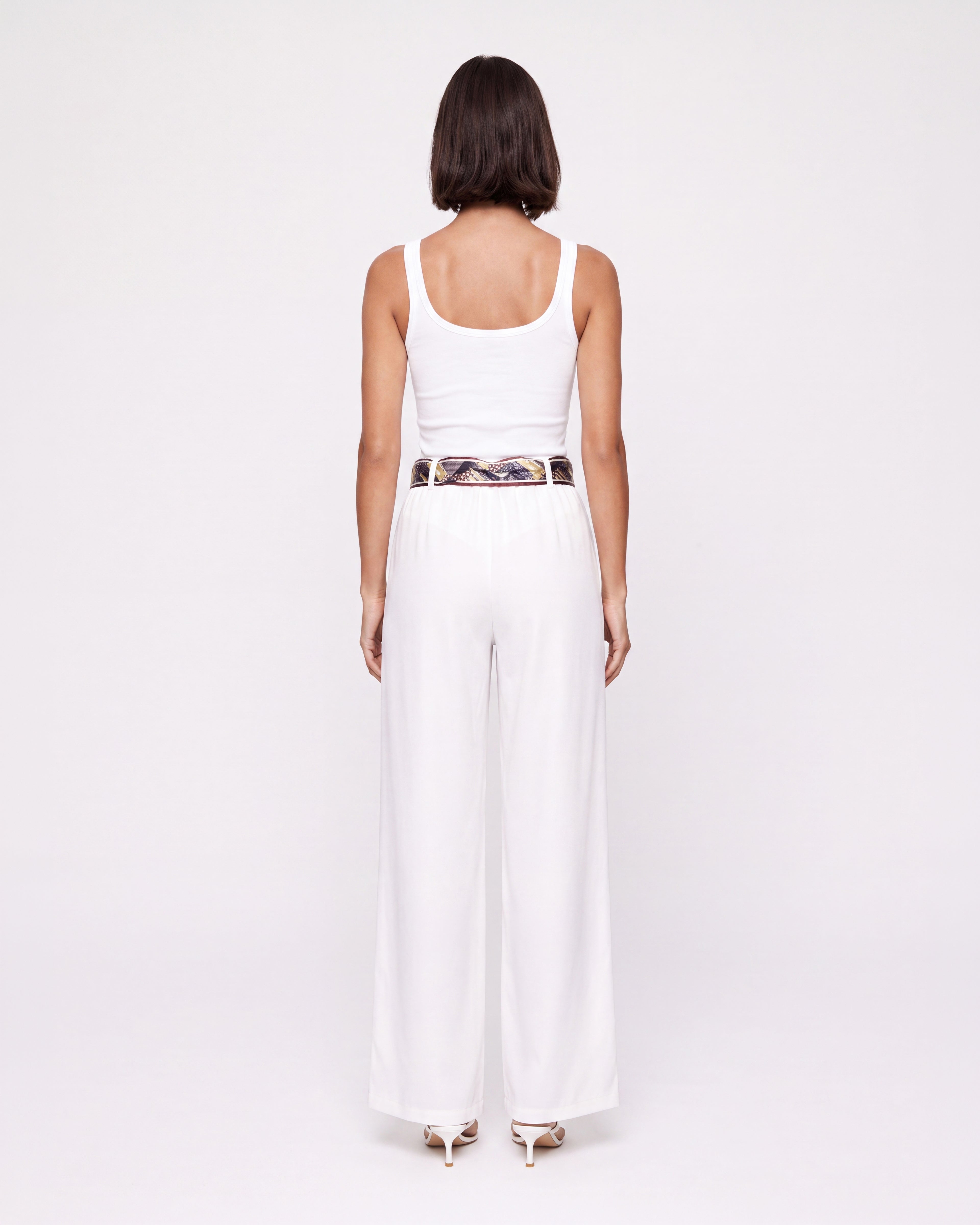STRAIGHT LEG PANTS WITH SCARF BELT