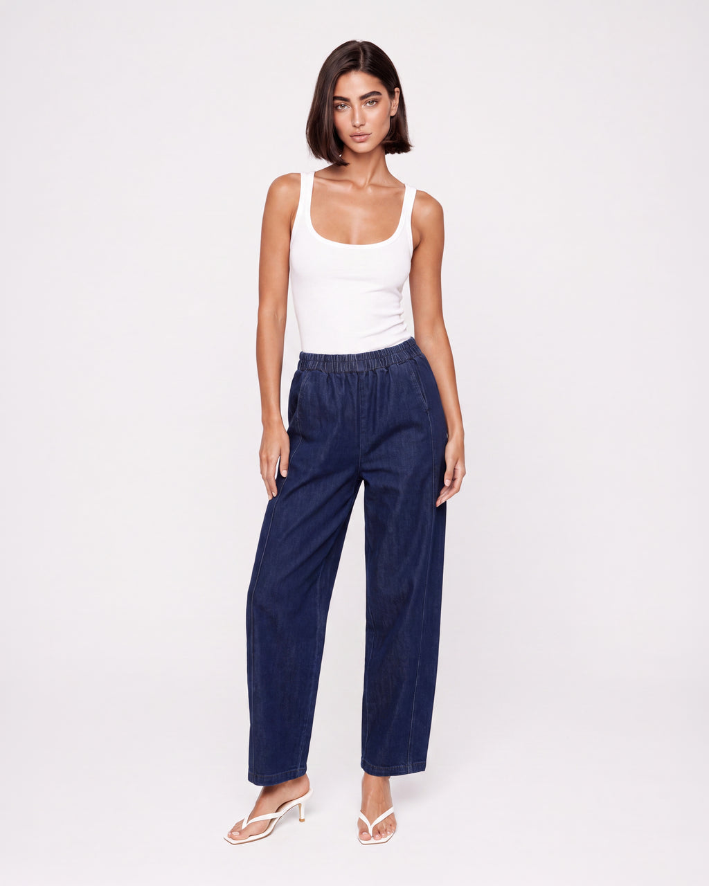 DENIM BARREL LEG PANTS
