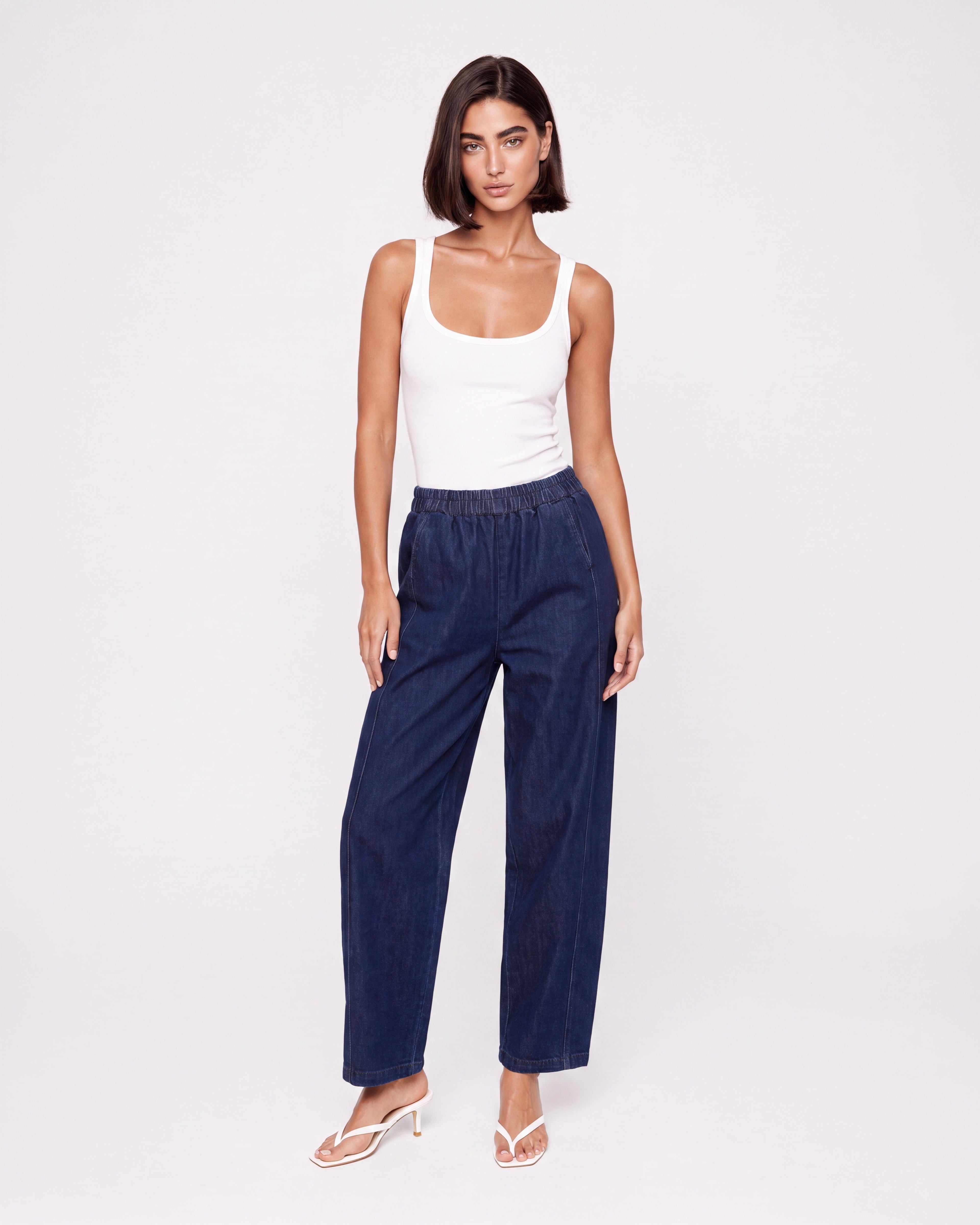 DENIM BARREL LEG PANTS